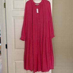 NWT Loft long sleeve pink maxi dress size XL